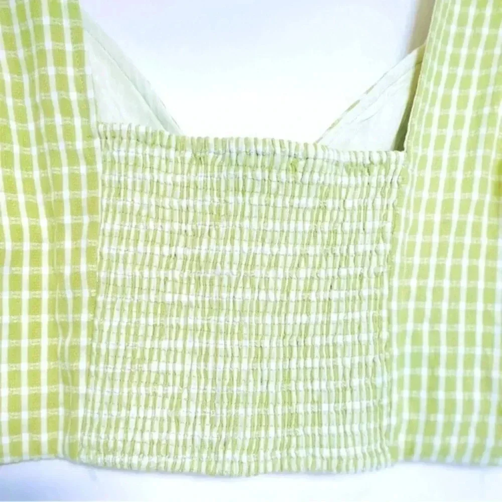 Elodie Green Gingham Corset Crop Top Women's Size XL - Picture 8 of 10
